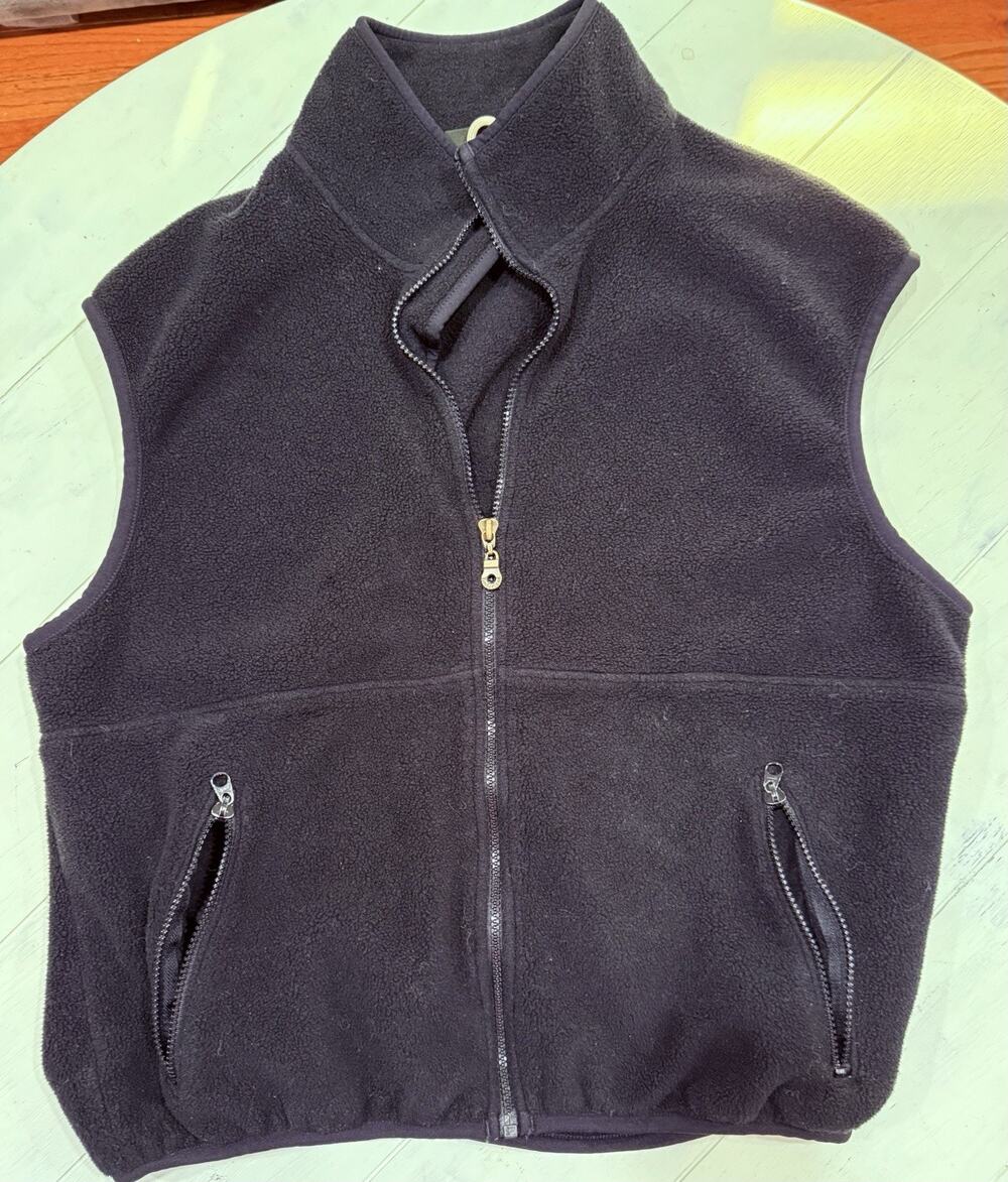 Vintage Timberland Polartec Fleece Vest Mens Large Black Full Zip Made In USA